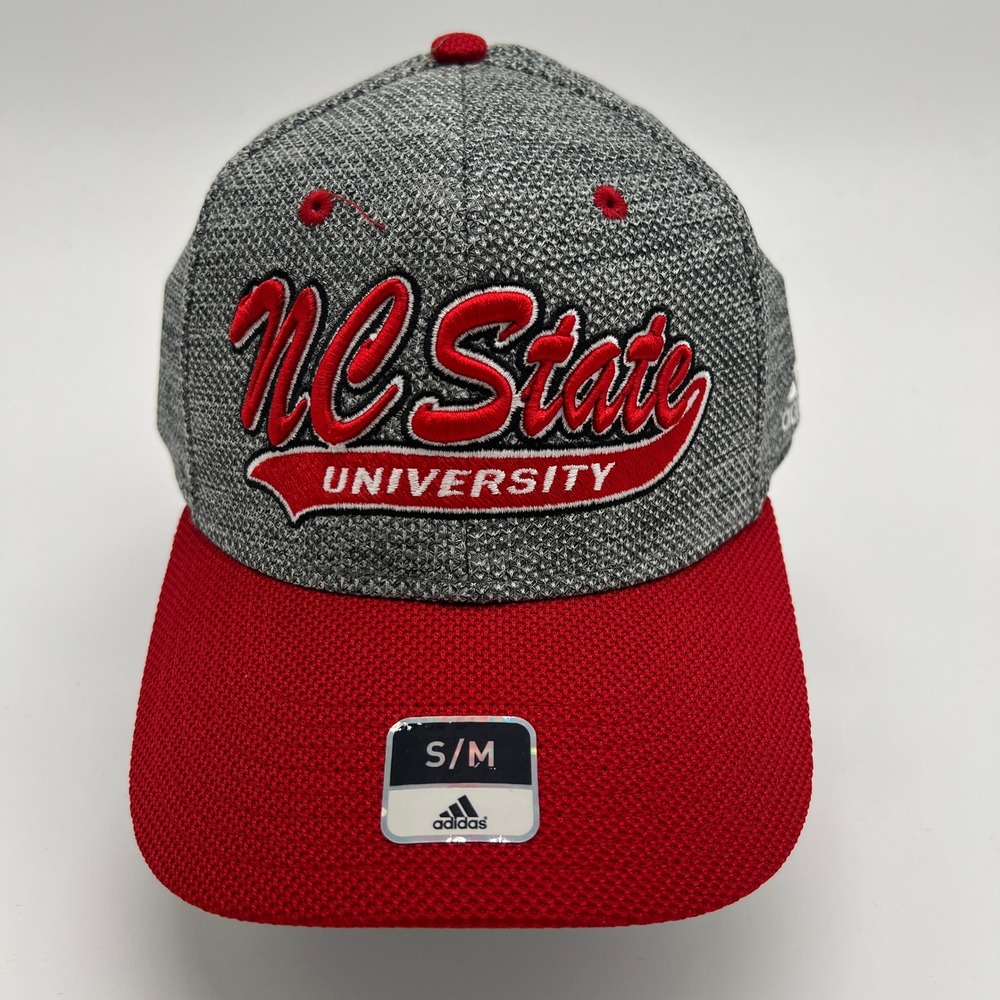 Adidas NC State University Hat‎ Cap S/M Baseball Wolfpack Red Gray Fitted